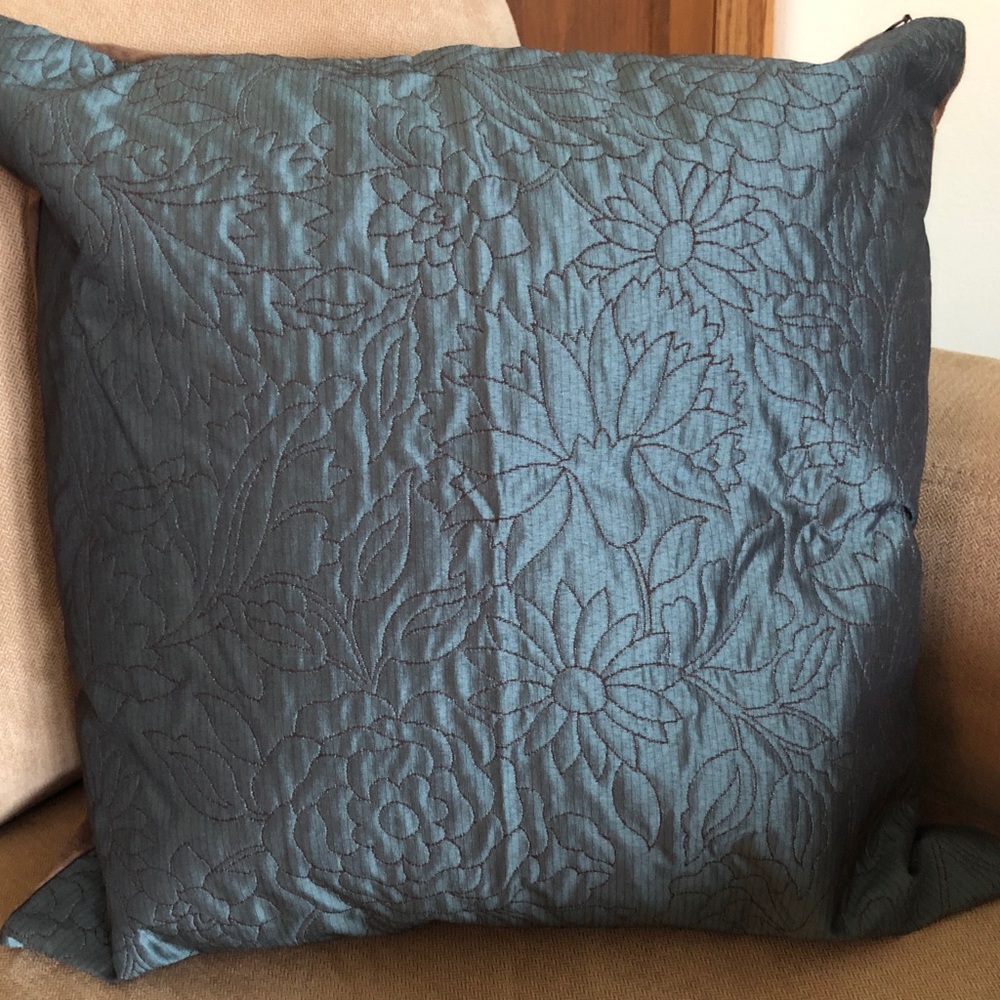 Teal and brown accent pillow